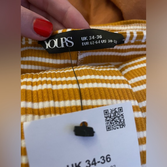 YOURS Curve Orange Stripe Print Maxi T-Shirt Dress - Picture 4 of 5